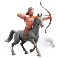 elegant rustic A wise centaur aiming a bow and arrow, his horse half muscular and powerful, set in a misty forest, realistic style, soft diffused light high resolution png