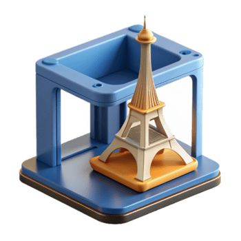 magnífico clásico un 3d impresora creando un miniatura réplica de el eiffel torre, capa por capa, lapso de tiempo fotografía estilo detallado png