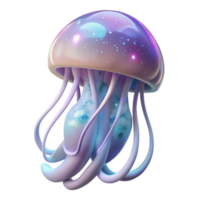 vibrant rustic A colossal, bioluminescent jellyfish drifts through a nebula of swirling pastel colors, its tentacles trailing stardust. Art Nouveau style, soft ethereal lighting premium png