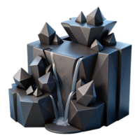 magnificent traditional Fractured geometric shapes cascading like a waterfall, rendered in a matte black finish with subtle ambient occlusion, cyberpunk style 4K png