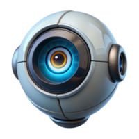 magnificent minimalist A robotic eye gazing intently at the viewer, illuminated by a single light source, in a mysterious, sci-fi style genuine png
