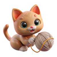 elegant artistic A playful kitten batting at a ball of yarn, close-up, soft focus high quality png