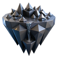 wonderful contemporary Fractured geometric shapes cascading like a waterfall, rendered in a matte black finish with subtle ambient occlusion, cyberpunk style premium png