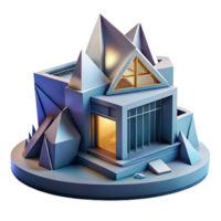 wonderful creative Deconstructivist museum, fragmented forms, sharp angles, dramatic uplighting, abstract style original png