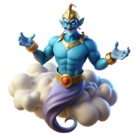 impressive abstract A powerful djinn emerging from a swirling cloud of smoke, illuminated by flickering torches. Orientalist fantasy art style professional png