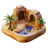 magnificent abstract A desert oasis with a hidden subterranean dwelling, warm sand tones, soft light, mysterious atmosphere, concept art style exclusive png