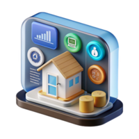 extraordinary rustic A smart home interface displaying various data, futuristic design, minimalist style premium png