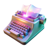elegant creative An antique typewriter transforming into a holographic keyboard, keys dissolving into pixels mid-transformation, lit by a warm, ambient light. Surreal style genuine png