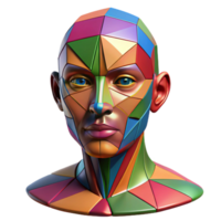 deslumbrante minimalista uma retrato do uma humano face fez do colorida geométrico formas e fractal padrões, dentro uma cubista estilo, exclusivo png