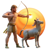 vibrant rustic A wise centaur teaching archery to a young nymph, bathed in the warm light of a setting sun, in a classical, Renaissance style high resolution png