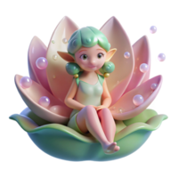 magnificent abstract A charming fairy resting on a flower petal, surrounded by dew drops, lit by the soft morning light. Fairy tale fantasy, whimsical style original png