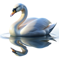 vibrant rustic A graceful swan gliding across a calm lake, with its reflection shimmering in the water, under a soft, morning light, in a serene, nature photography style genuine png