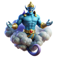 serene rustic A powerful djinn emerging from a swirling cloud of smoke, illuminated by flickering torches. Orientalist fantasy art style genuine png