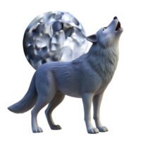 extraordinary minimalist A solitary wolf howling at the moon, snowy mountain setting, moonlight, realistic style genuine png