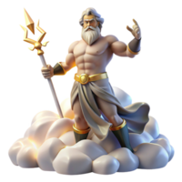 extraordinary artistic A powerful Zeus with a thunderbolt in hand, standing on Mount Olympus, classical style, dramatic lighting high quality png