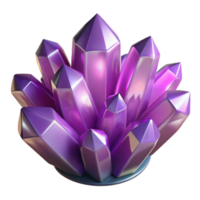 vibrant minimalist A cluster of amethyst crystals, glistening with internal light, dark background, dramatic lighting exclusive png