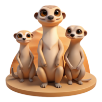 magnificent vintage A family of meerkats standing alert in the desert sun, warm color palette, cartoon style professional png