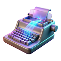 vibrant traditional An antique typewriter transforming into a holographic keyboard, keys dissolving into pixels mid-transformation, lit by a warm, ambient light. Surreal style premium png