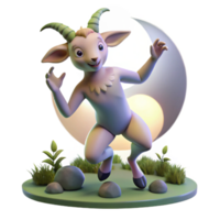 impressive abstract A playful faun with goat legs and pointed ears, dancing in a moonlit forest glade, illuminated by the soft moonlight. Fauvist style professional png