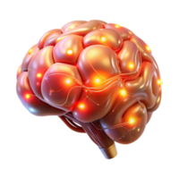 stunning minimalist A holographic projection of a human brain, intricate neural networks pulsing with light, warm orange and red hues, scientific visualization style professional png