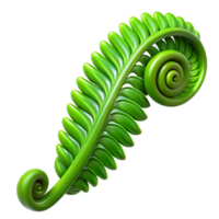 extraordinary artistic A lush, green fern frond unfurling, macro photography, shallow depth of field, vibrant emerald green color, dramatic chiaroscuro lighting, premium png