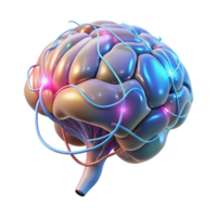 elegant classic A holographic projection of a human brain, neural pathways firing as electrical impulses, in a dark, abstract void high quality png