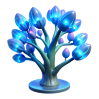 wonderful rustic A bioluminescent tree with glowing branches and pulsating leaves, surrounded by strange, glowing flora, illuminated by a soft blue light in a surreal style 4K png