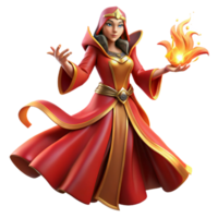 dramatic rustic A powerful sorceress with flowing crimson robes, casting a spell of shimmering golden energy, under a blood-red sky. Greg Rutkowski style genuine png