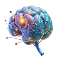 serene contemporary A holographic projection of a human brain, neural pathways firing as electrical impulses, in a dark, abstract void original png