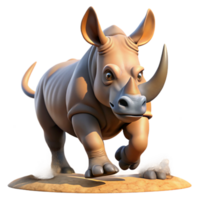 beautiful classic A powerful rhinoceros charging through a dusty savanna, its horn glinting in the sunlight, in a dynamic, action-packed style professional png