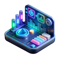dramatic rustic A futuristic interface displaying complex data visualizations, glowing lines and charts, lit by a dynamic, shifting light. Cyberpunk style original png