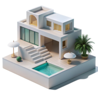 stunning rustic Modernist villa, white concrete, geometric forms, poolside view, minimalist aesthetic professional png