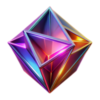 beautiful creative Fractured geometric shapes in vibrant neon hues, with sharp, contrasting edges and a glowing inner light, digital art style genuine png