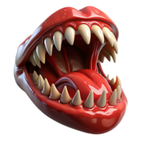 dramatic traditional A close-up of a screaming mouth filled with razor-sharp teeth, lit by a strobe light, with blood dripping from the lips. Extreme horror style high quality png