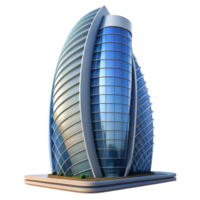 beautiful artistic Modern skyscraper with parametric design, curved lines, glass facade, city skyline in the background exclusive png