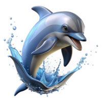 beautiful vintage A playful dolphin leaping out of the ocean, rendered in a dynamic, realistic style with splashing water and bright sunlight original png