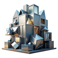 vibrant rustic Deconstructivist building with fragmented shapes, metallic surfaces, dynamic lighting, abstract art style 4K png