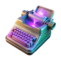 beautiful minimalist An antique typewriter transforming into a holographic keyboard, keys dissolving into pixels mid-transformation, lit by a warm, ambient light. Surreal style high resolution png