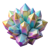 beautiful contemporary A cluster of crystalline structures, with sharp edges and facets, reflecting a rainbow of colors, in a minimalist style genuine png