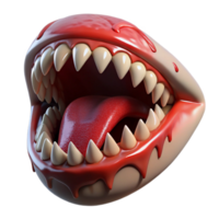 wonderful modern A close-up of a screaming mouth filled with razor-sharp teeth, lit by a strobe light, with blood dripping from the lips. Extreme horror style high resolution png