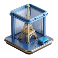 vibrant minimalist A 3D printer creating a miniature replica of the Eiffel Tower, layer by layer, time-lapse photography style professional png