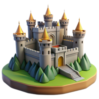 vibrant abstract A medieval castle on a hilltop, fortified walls, dramatic lighting, epic scale exclusive png