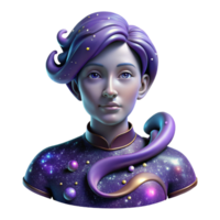 serene creative Portrait of a person composed entirely of swirling galaxies, nebulae, and stars, lit by cosmic light, in a surreal art style premium png