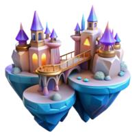 stunning abstract Floating islands connected by bridges of light, vibrant fantasy setting, detailed architecture, magical realism professional png