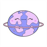 Planet earth with a smiley face and a ring around it video