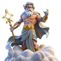 wonderful classic A powerful Zeus with a thunderbolt in hand, standing on Mount Olympus, classical style, dramatic lighting 4K png