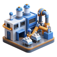 stunning minimalist A futuristic factory with automated robots working on assembly lines, industrial design style original png
