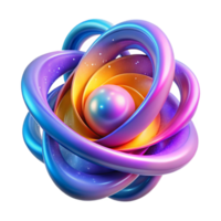 elegant creative A quantum computer core emitting swirling particles of light, abstract art, vibrant colors high quality png