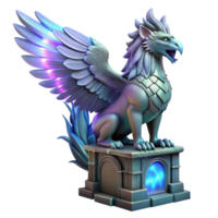 impressive vintage A majestic griffin with iridescent feathers, perched atop a crumbling obsidian tower, lit by ethereal moonlight. Art Nouveau style high resolution png
