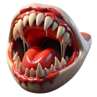 serene minimalist A close-up of a screaming mouth filled with razor-sharp teeth, lit by a strobe light, with blood dripping from the lips. Extreme horror style authentic png